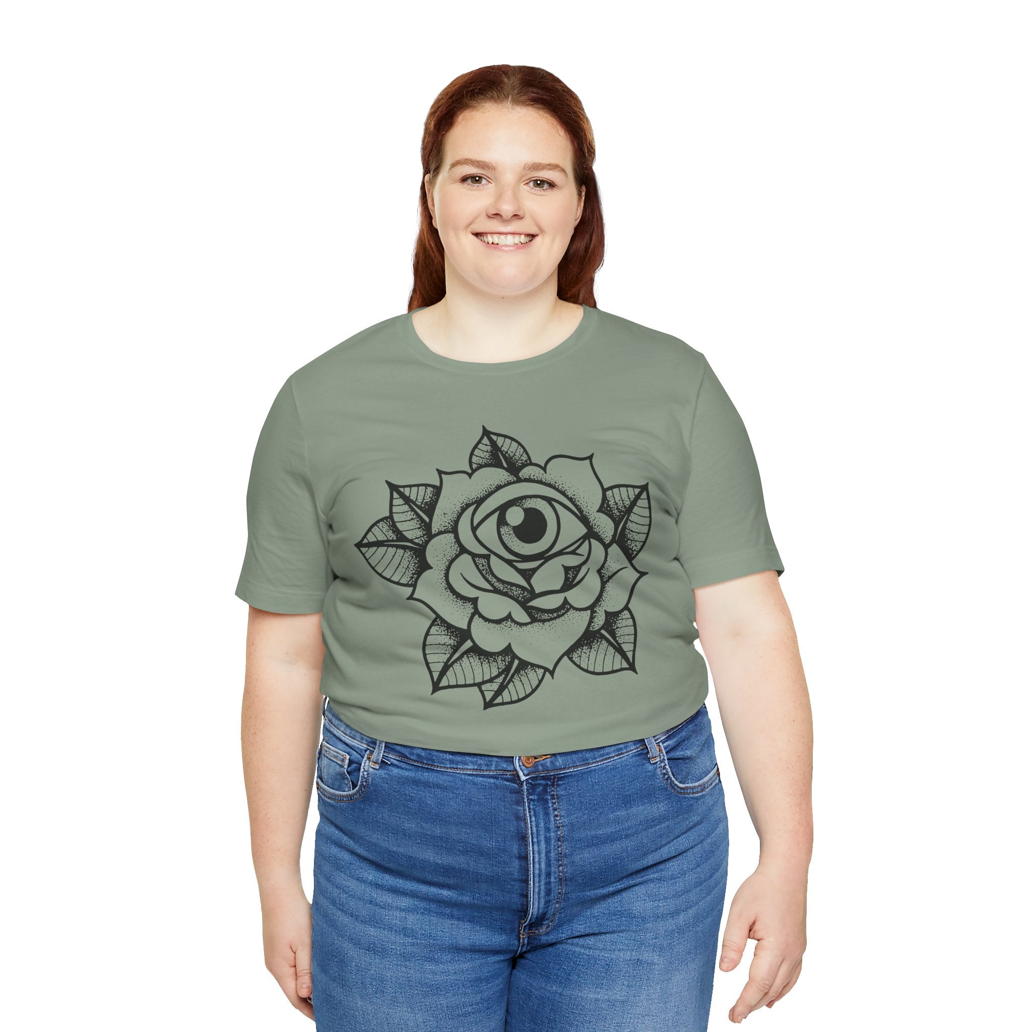 Blooming Eyeball Rose T-Shirt | Traditional Tattoo Art Design Tee - Deez Teez