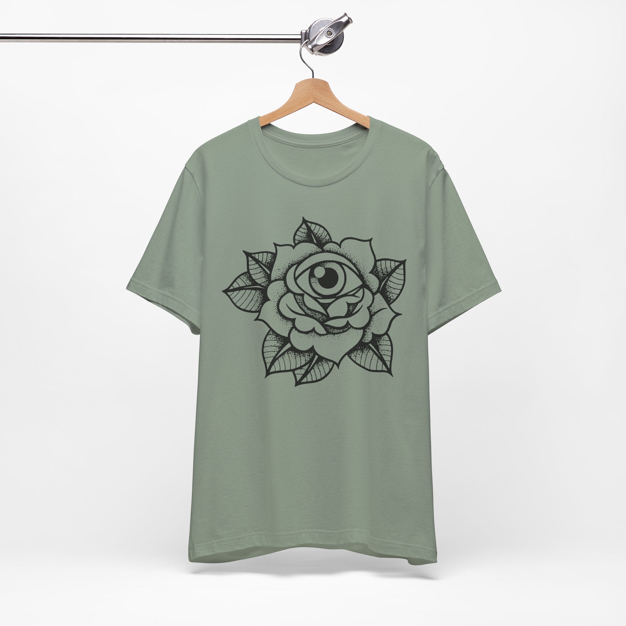 Blooming Eyeball Rose T-Shirt | Traditional Tattoo Art Design Tee - Deez Teez