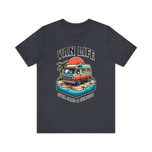 Van Life! Surf, Sand, & Sunsets Illustration | Wanderlust Vibe Graphic T-Shirt - Deez Teez