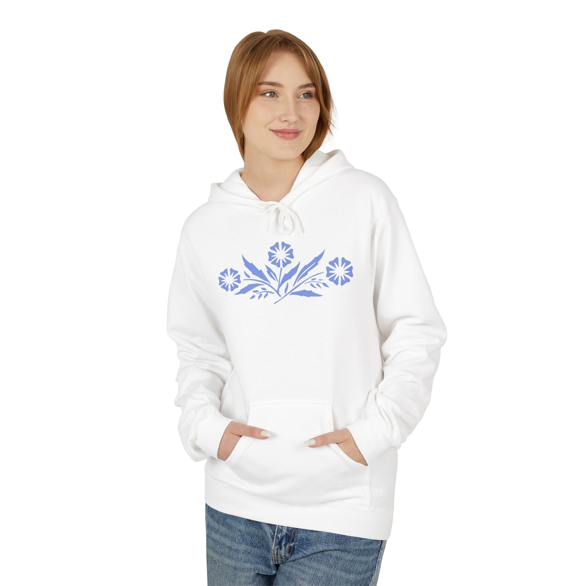 Vintage Corningware-Inspired Hoodie | Retro Blue Cornflower Dish Design - Deez Teez