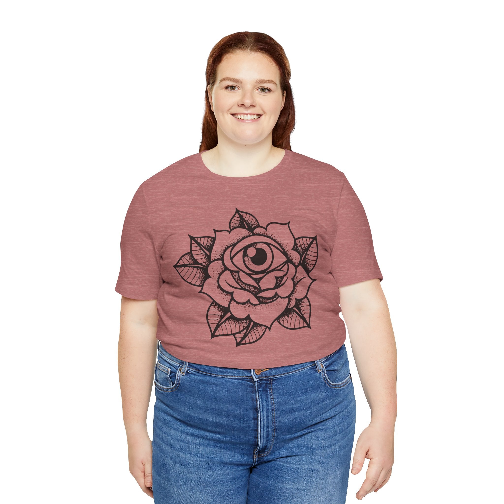 Blooming Eyeball Rose T-Shirt | Traditional Tattoo Art Design Tee - Deez Teez