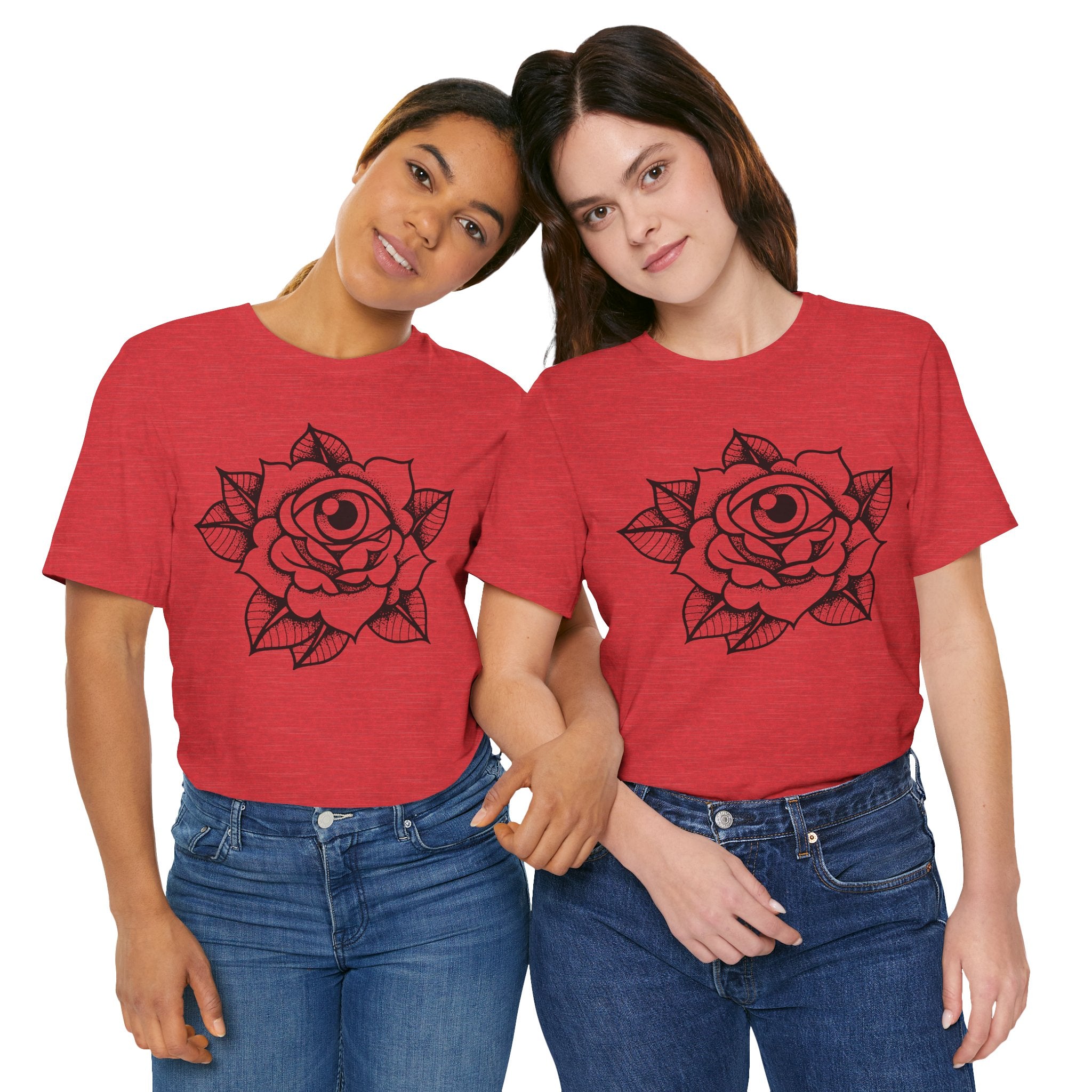 Blooming Eyeball Rose T-Shirt | Traditional Tattoo Art Design Tee - Deez Teez