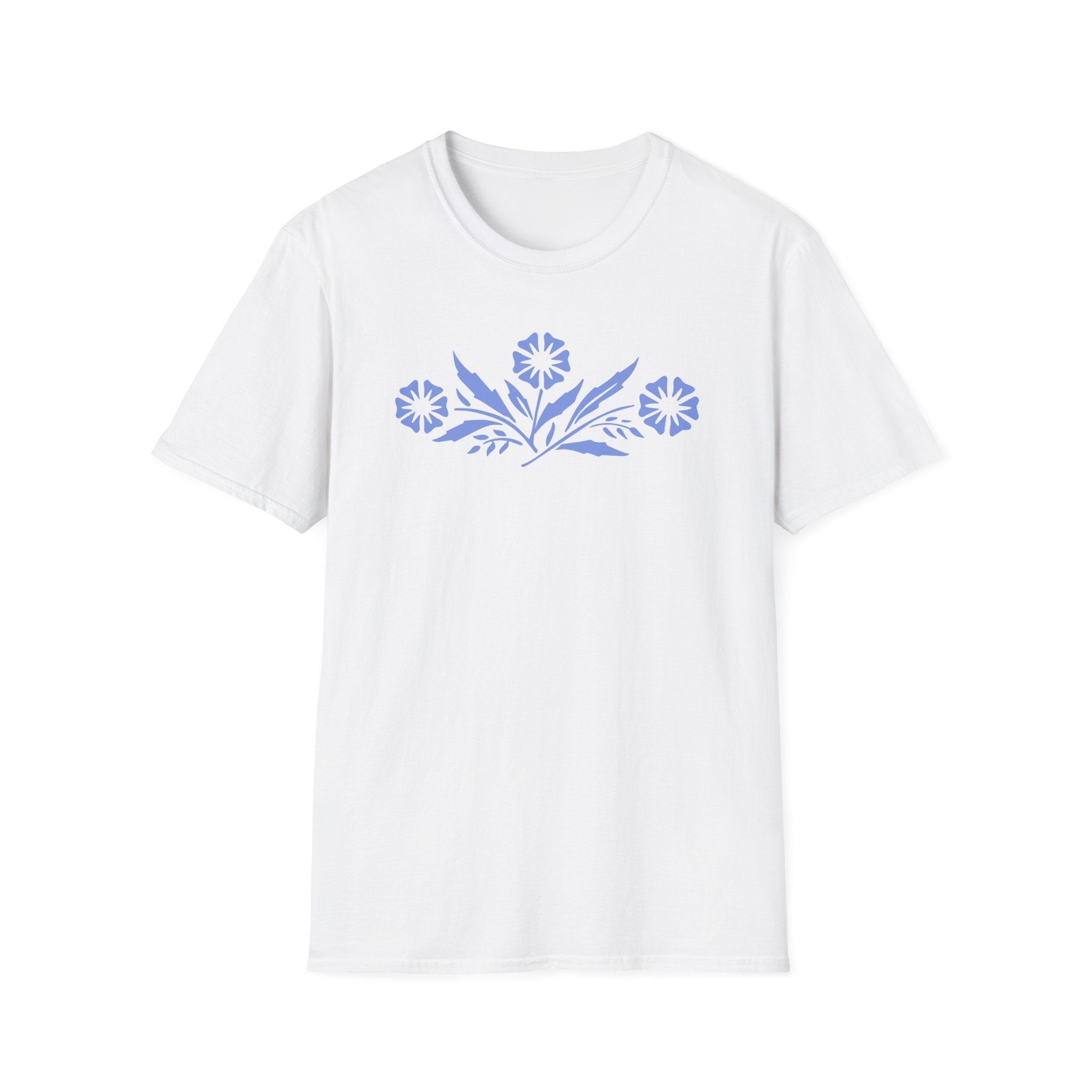 Vintage Corningware-Inspired T-Shirt | Retro Blue Cornflower Dish Design - Deez Teez