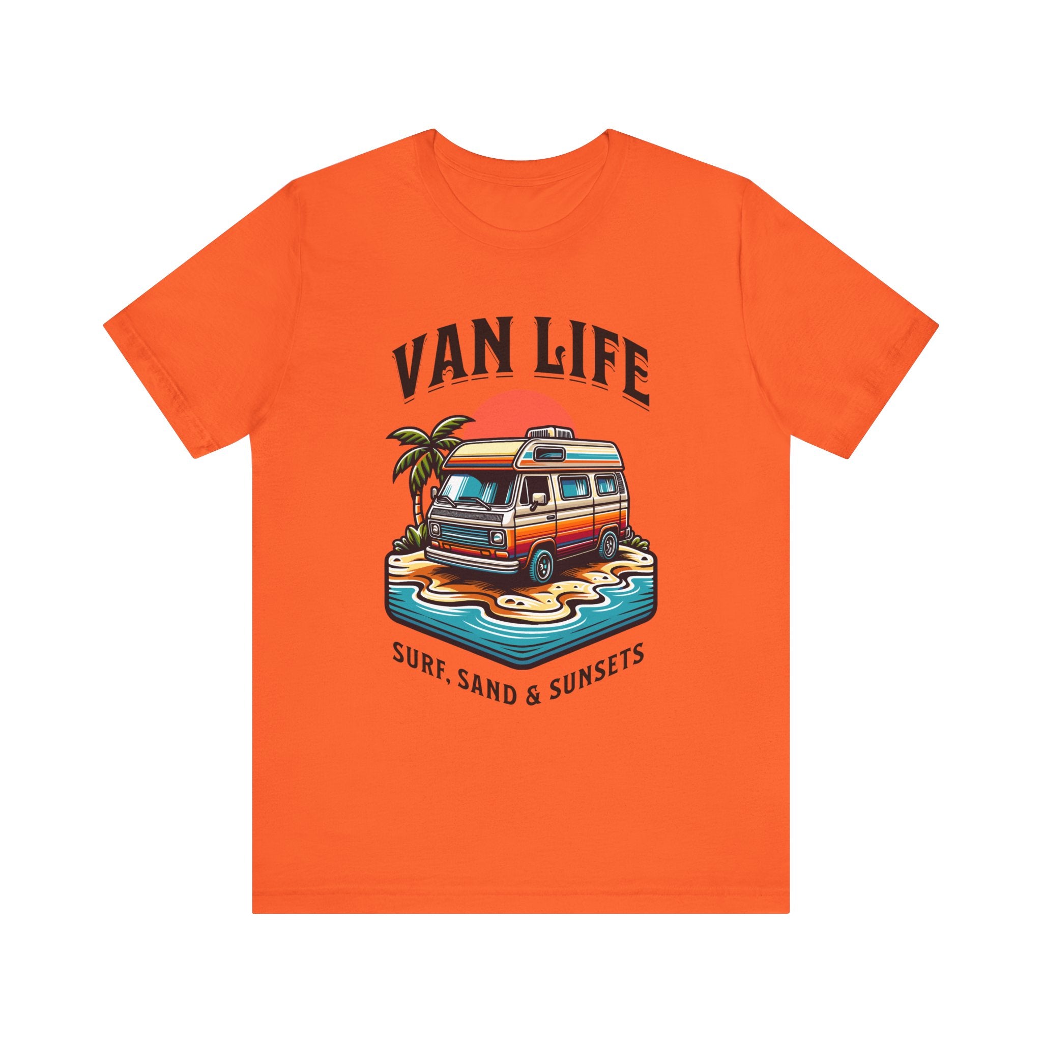 Van Life! Surf, Sand, & Sunsets Illustration | Wanderlust Vibe Graphic T-Shirt - Deez Teez