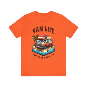 Van Life! Surf, Sand, & Sunsets Illustration | Wanderlust Vibe Graphic T-Shirt - Deez Teez
