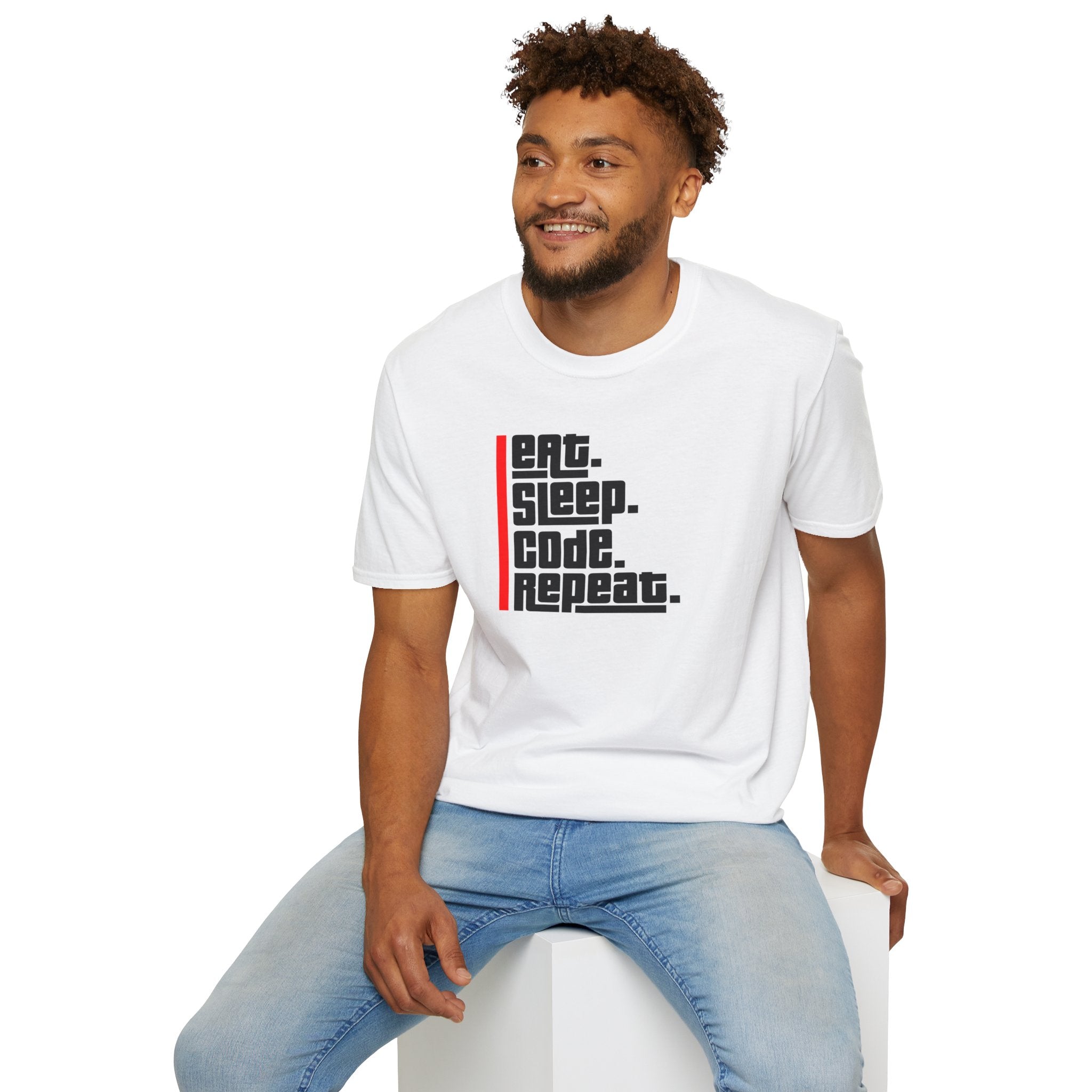 'Eat. Sleep. Code. Repeat.' Programmer Coder Lifestyle T-Shirt | Web Developer Tee - Deez Teez
