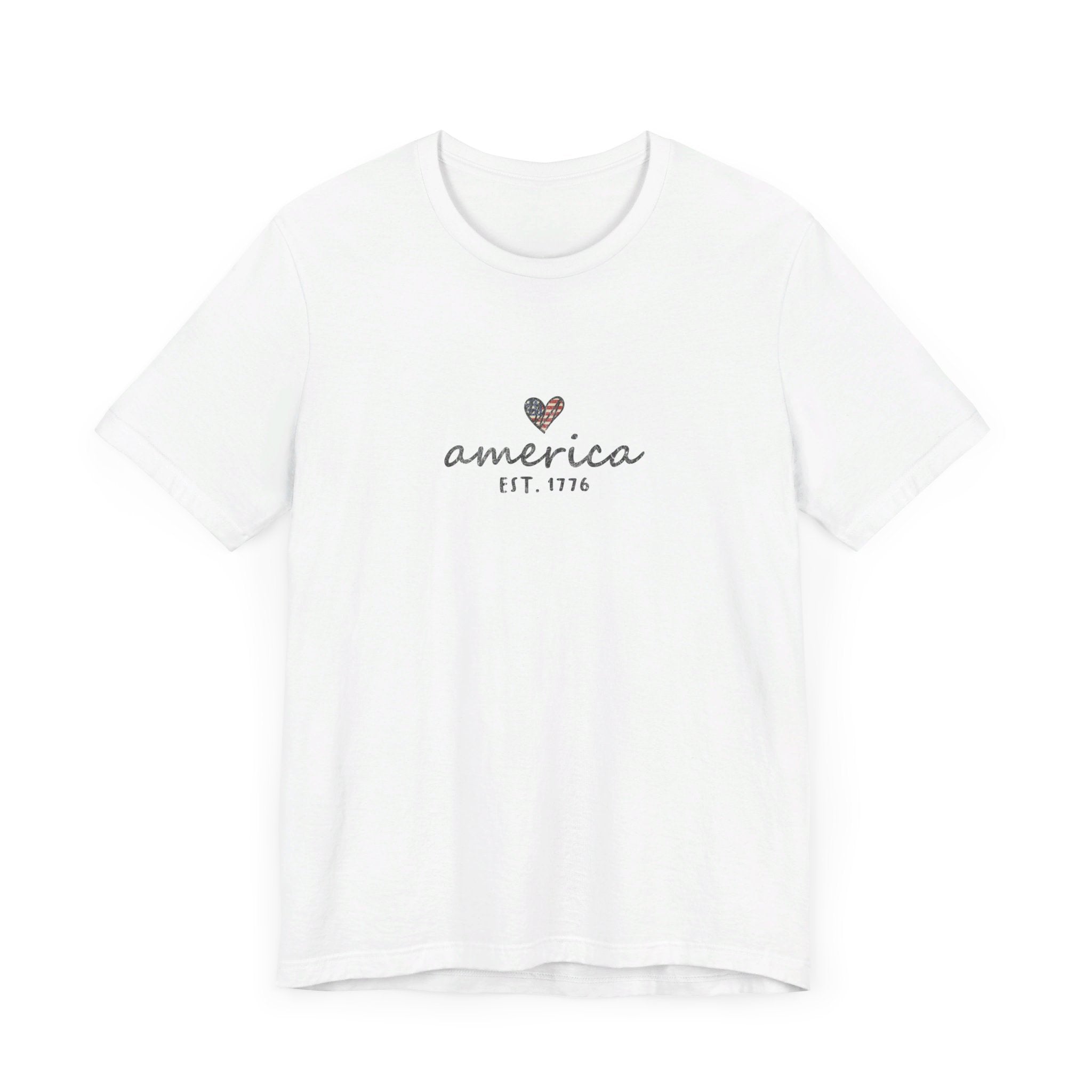 'America: Established 1776' Graphic T-Shirt | Patriotic Heart Design - Deez Teez