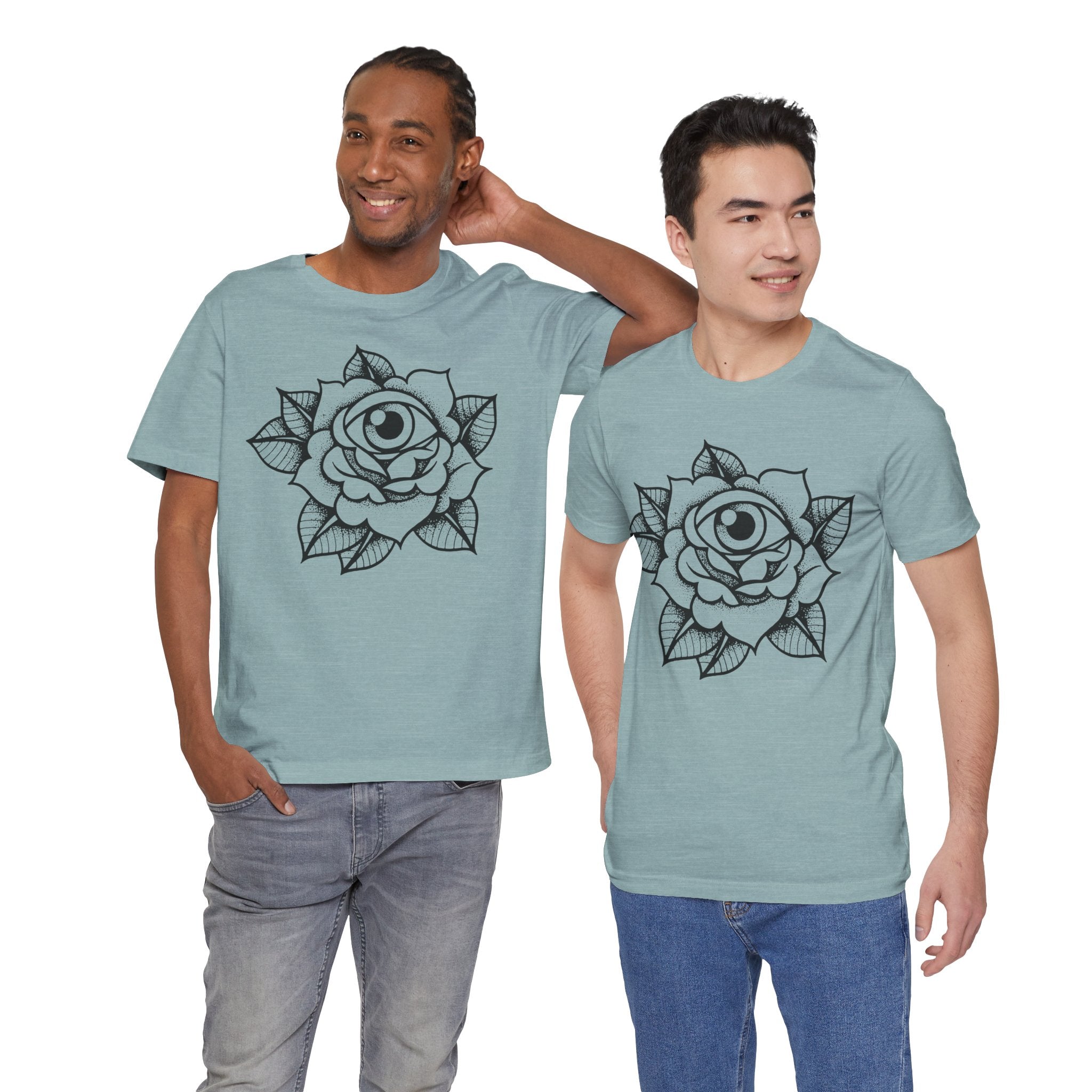 Blooming Eyeball Rose T-Shirt | Traditional Tattoo Art Design Tee - Deez Teez