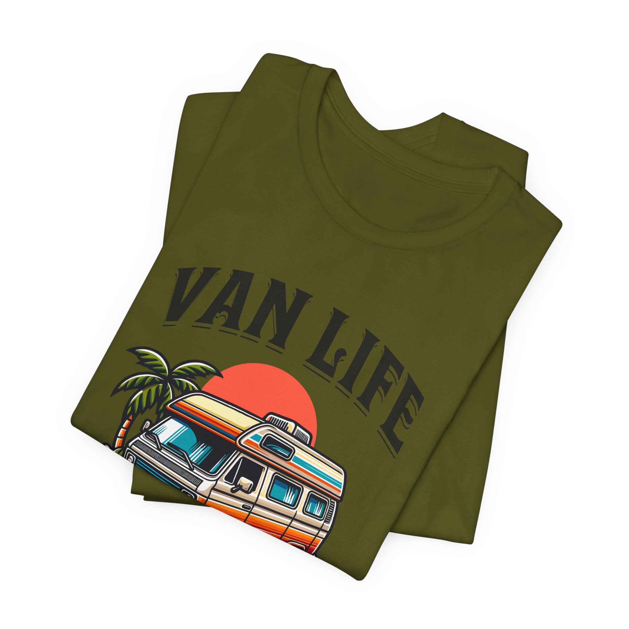 Van Life! Surf, Sand, & Sunsets Illustration | Wanderlust Vibe Graphic T-Shirt - Deez Teez