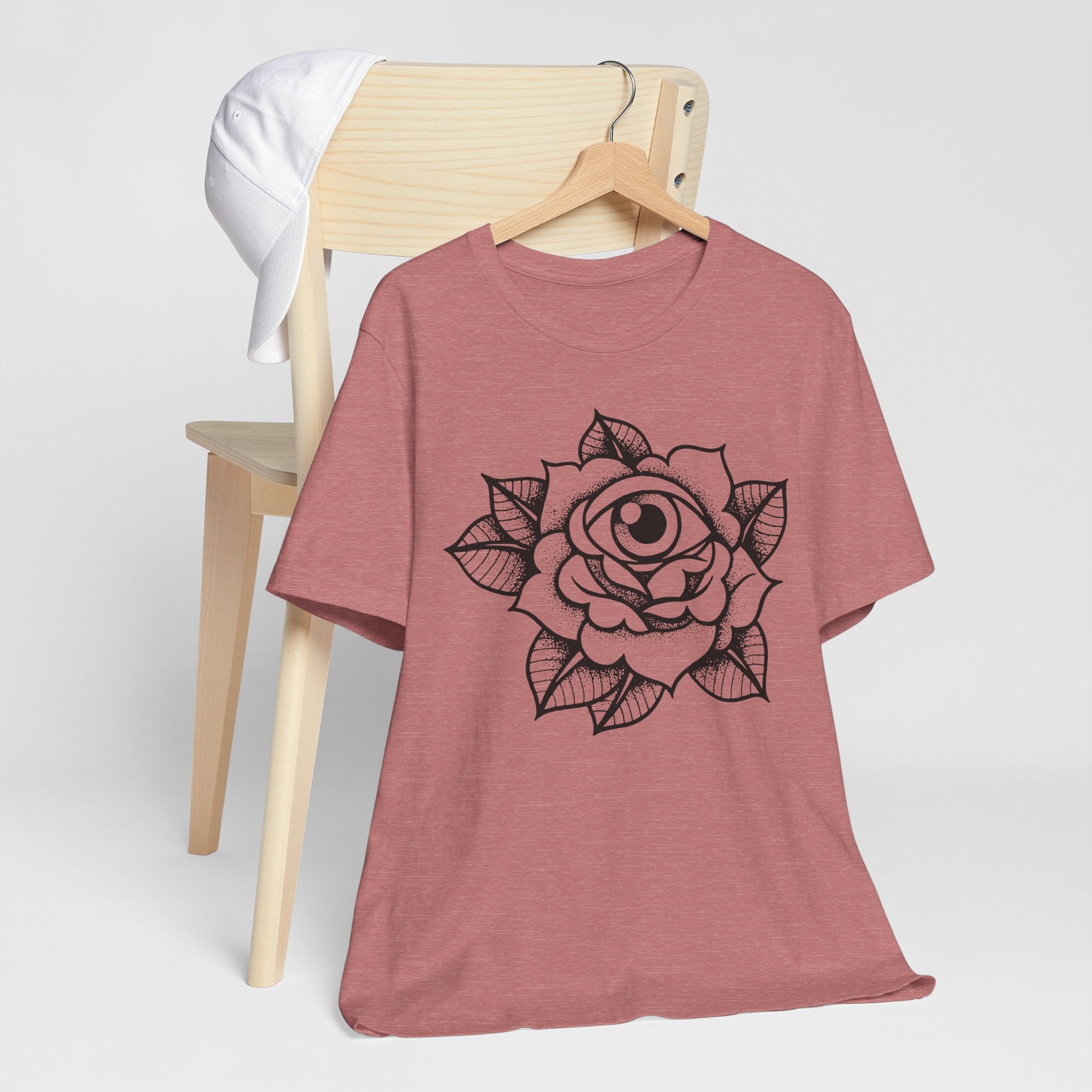 Blooming Eyeball Rose T-Shirt | Traditional Tattoo Art Design Tee - Deez Teez