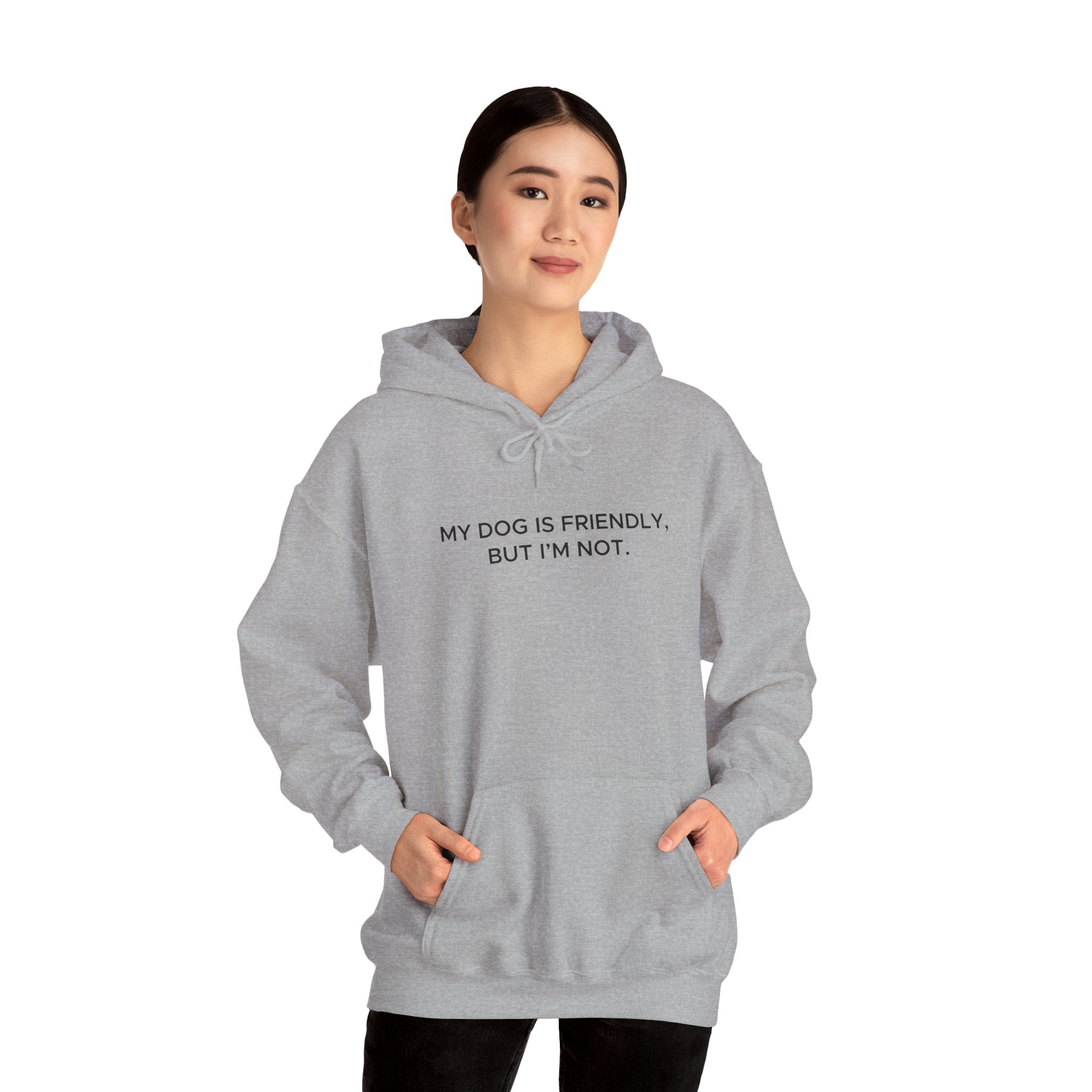 'My Dog Is Friendly, But I'm Not' Hoodie | Funny Dog Owner Warning Sweatshirt - Deez Teez