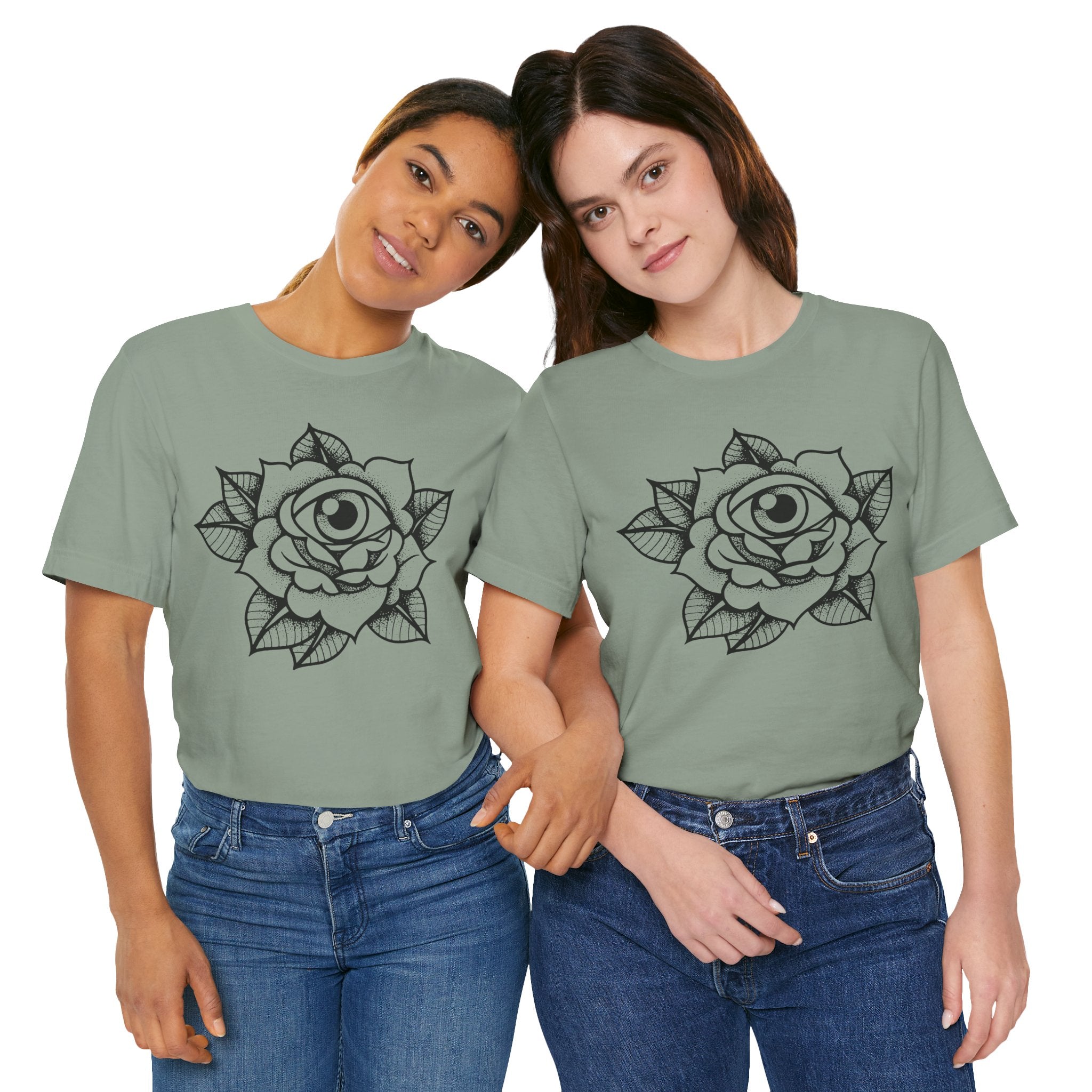 Blooming Eyeball Rose T-Shirt | Traditional Tattoo Art Design Tee - Deez Teez