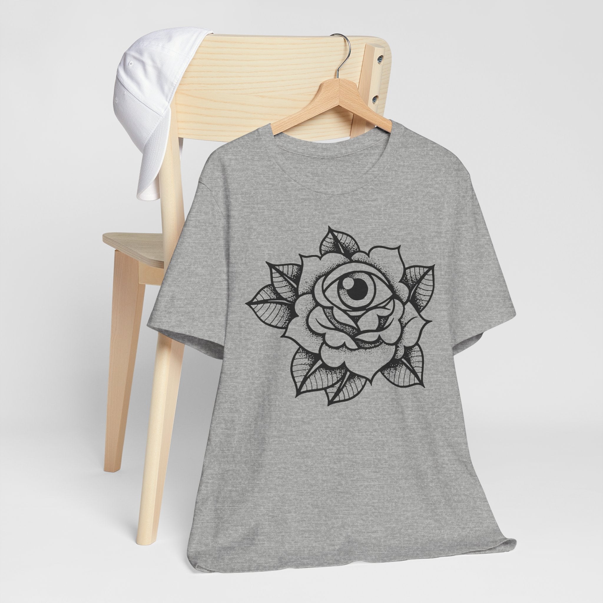 Blooming Eyeball Rose T-Shirt | Traditional Tattoo Art Design Tee - Deez Teez
